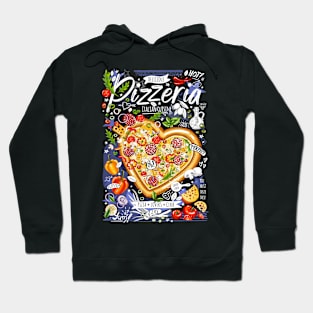 Food poster, pizza, fast food, love, pizza heart cartoons style Hoodie